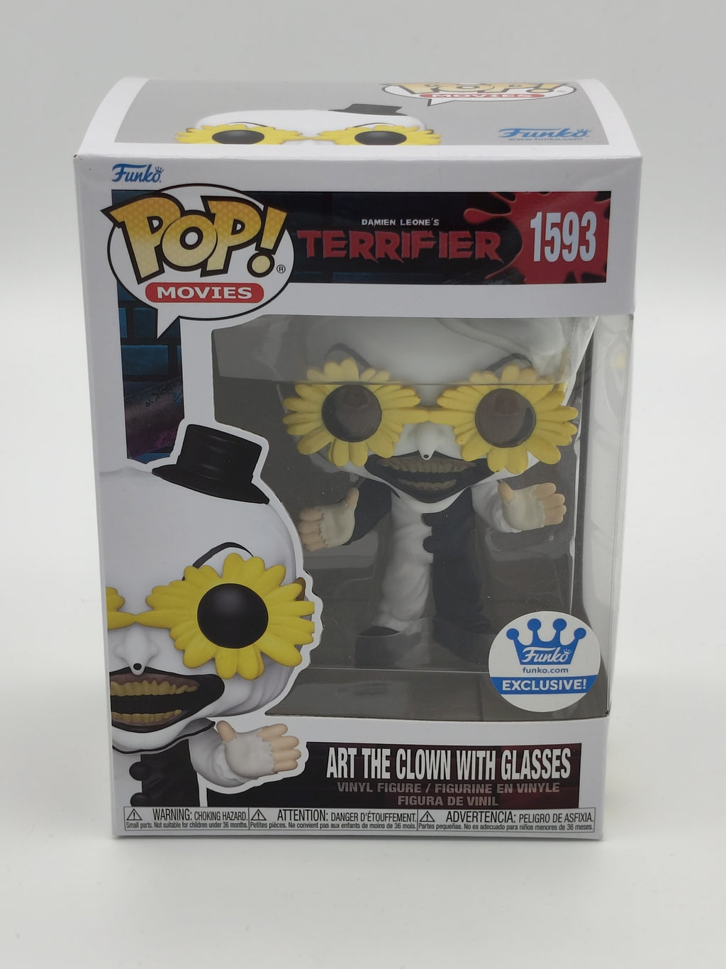 Funko Pop! Movies: Terrifier – Art the Clown with Glasses #1593 (Funko Shop Exclusive) – Near Mint