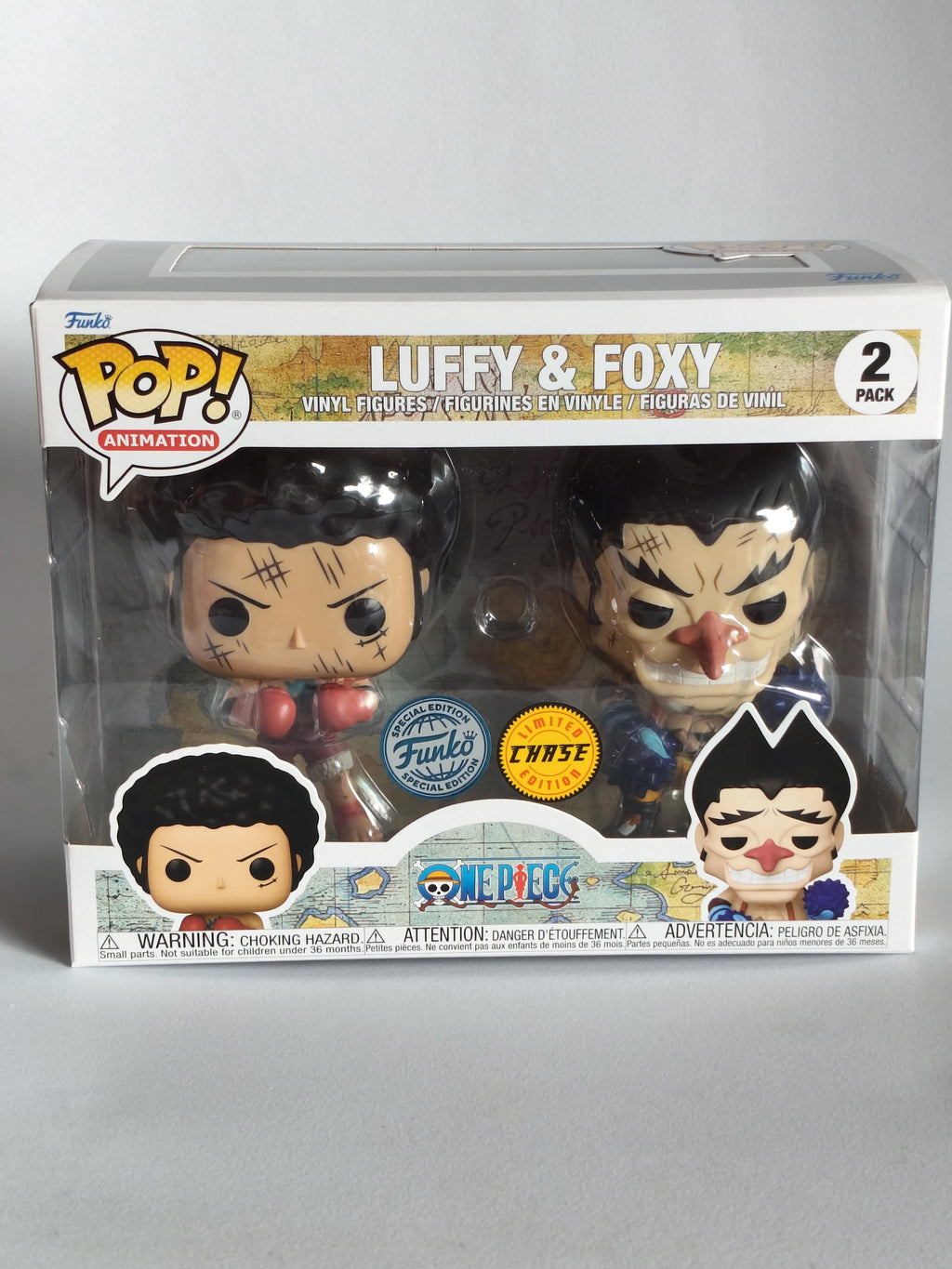 Funko Pop! Animation: One Piece – Luffy & Foxy (Battle Damaged) 2-Pack (Special Edition Exclusive)